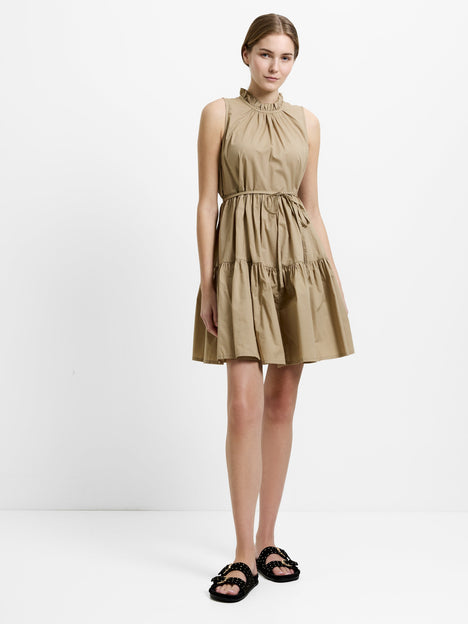 Tiered Poplin Belted Mini Dress