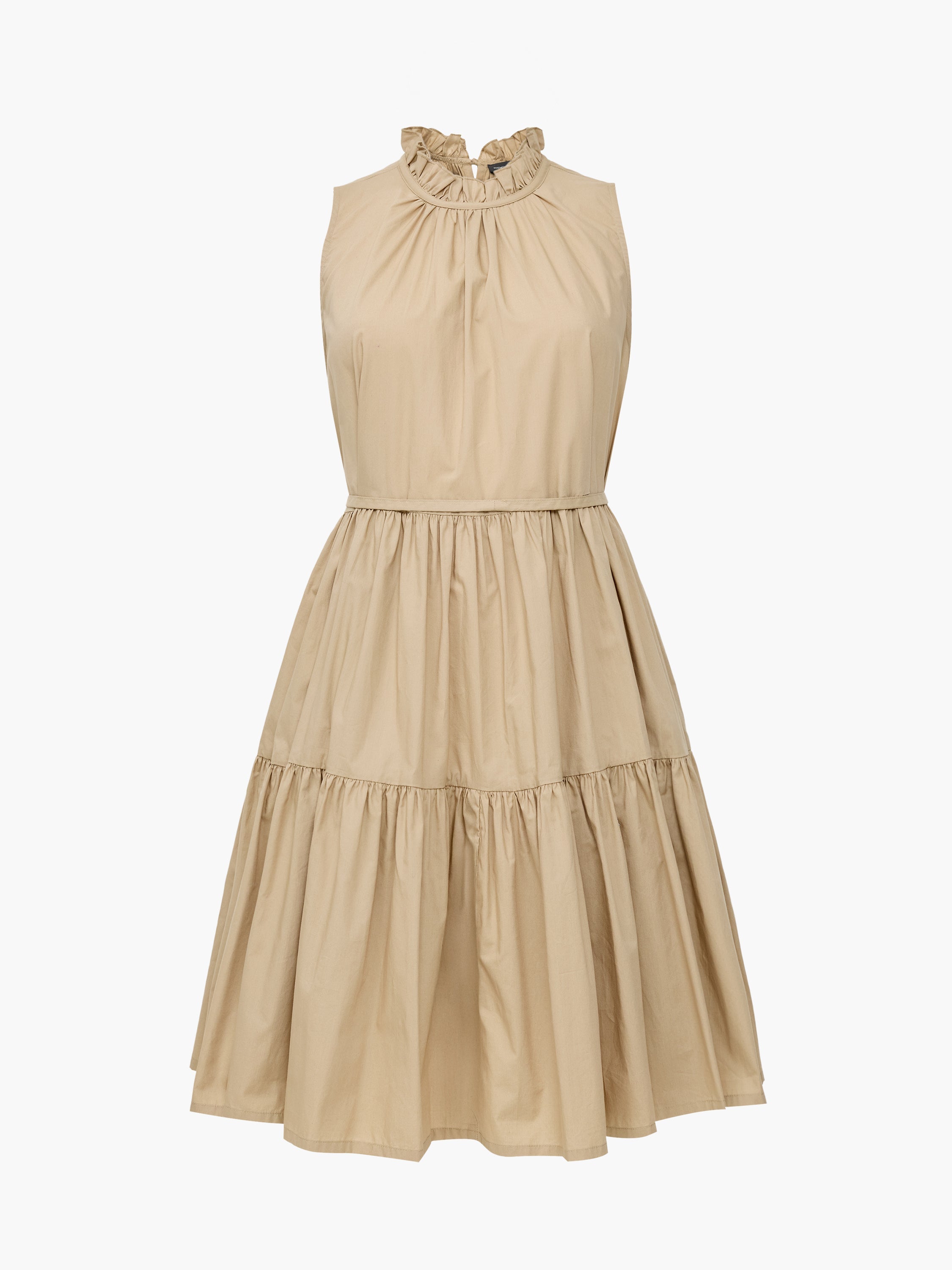 Tiered Poplin Belted Mini Dress