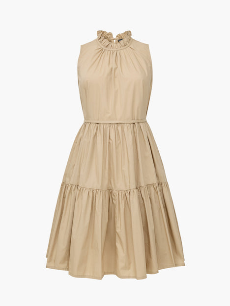 Tiered Poplin Belted Mini Dress