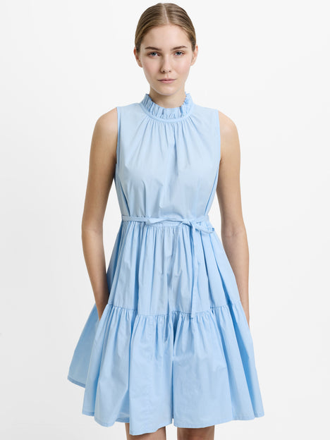 Tiered Poplin Belted Mini Dress