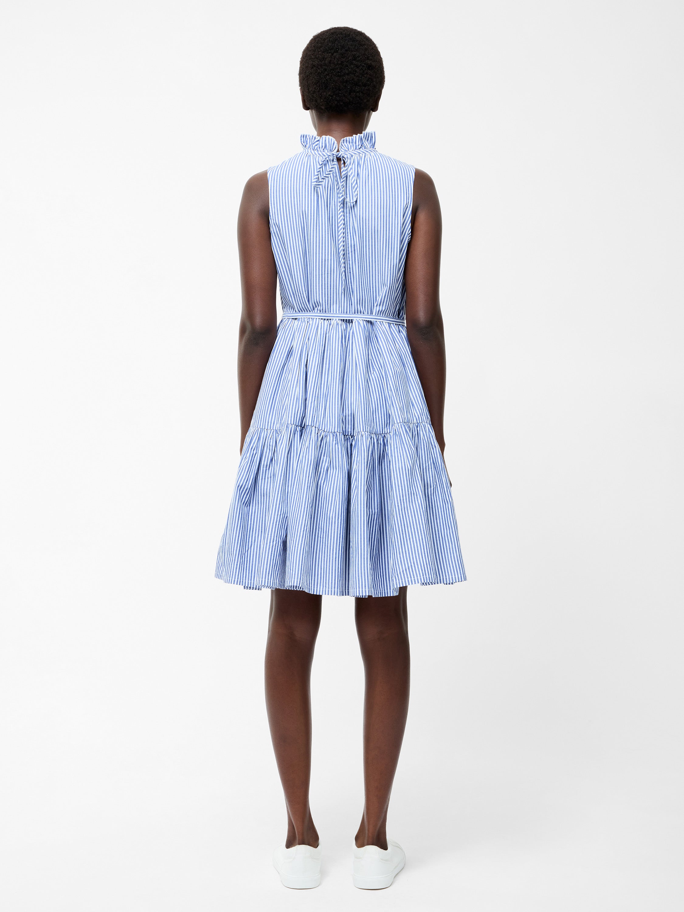 Tiered Striped Poplin Dress
