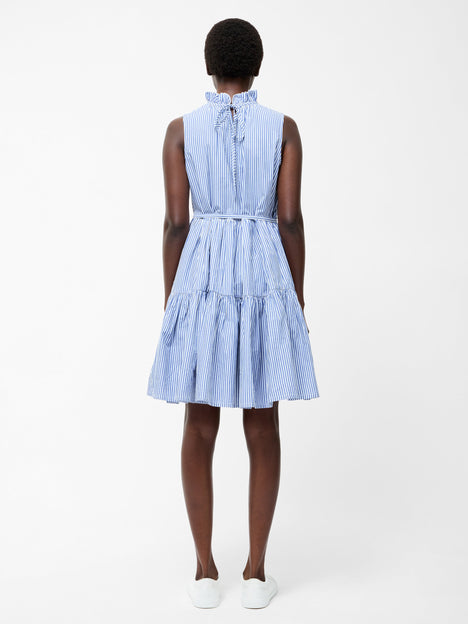 Tiered Striped Poplin Dress