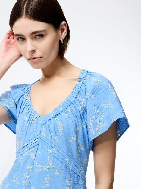 Daniella Faron Drape V Neck Midi Dress