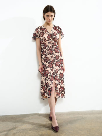Elyse Flutter Sleeve Tea Dress