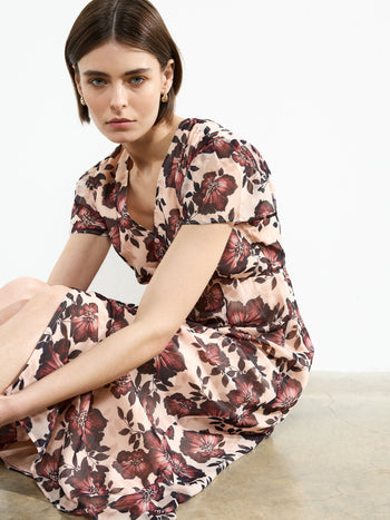 Elyse Flutter Sleeve Tea Dress