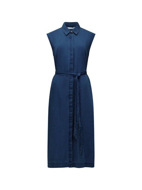 Zaves Chambray Denim Sleeveless Midi Dress