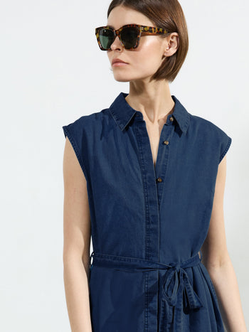 Zaves Chambray Denim Sleeveless Midi Dress
