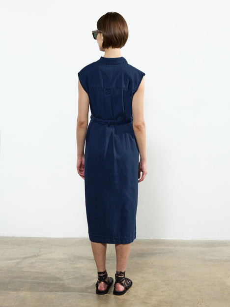 Zaves Chambray Denim Sleeveless Midi Dress