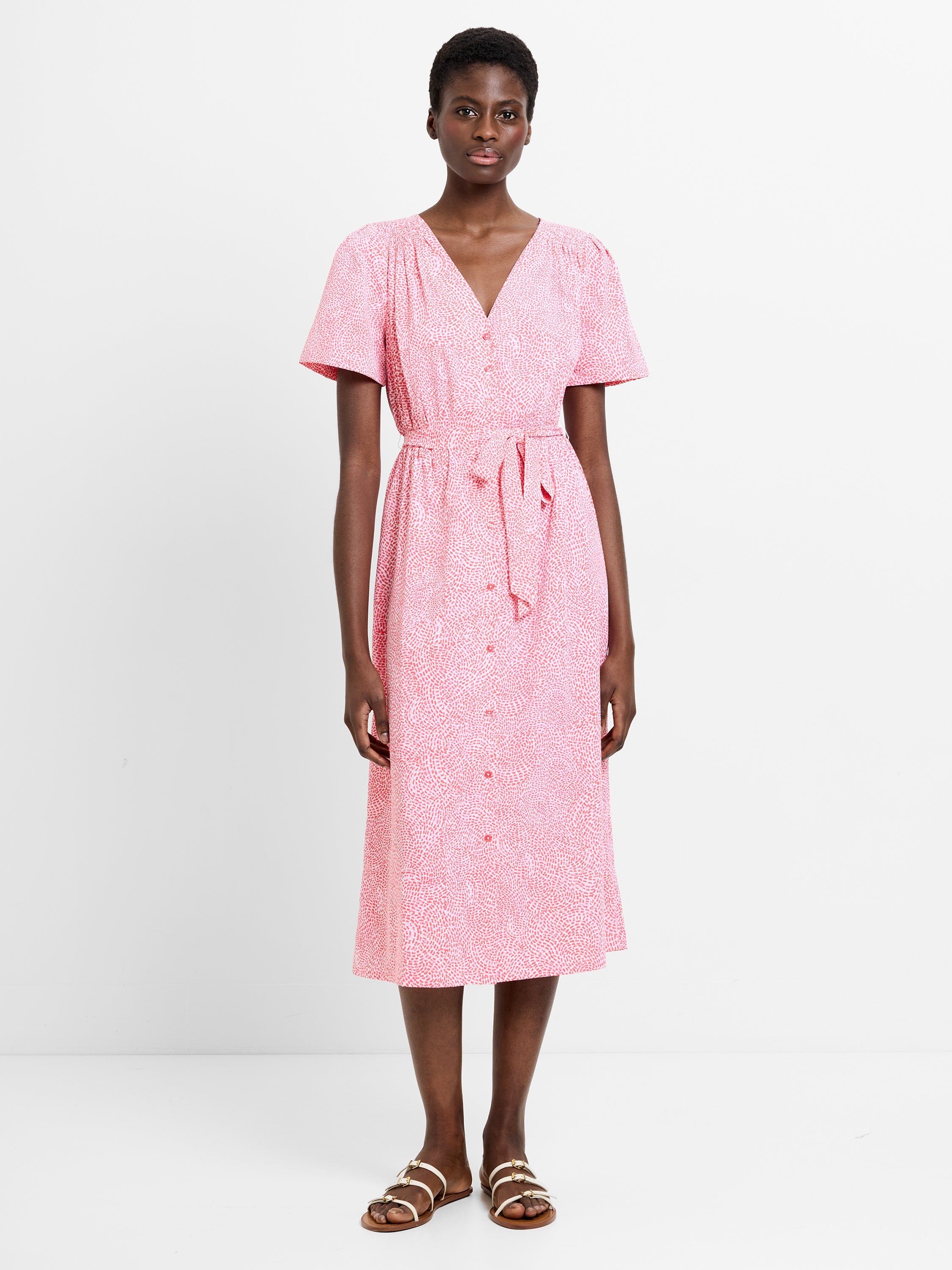 Bernice V-Neck Button-Through Midi Dress