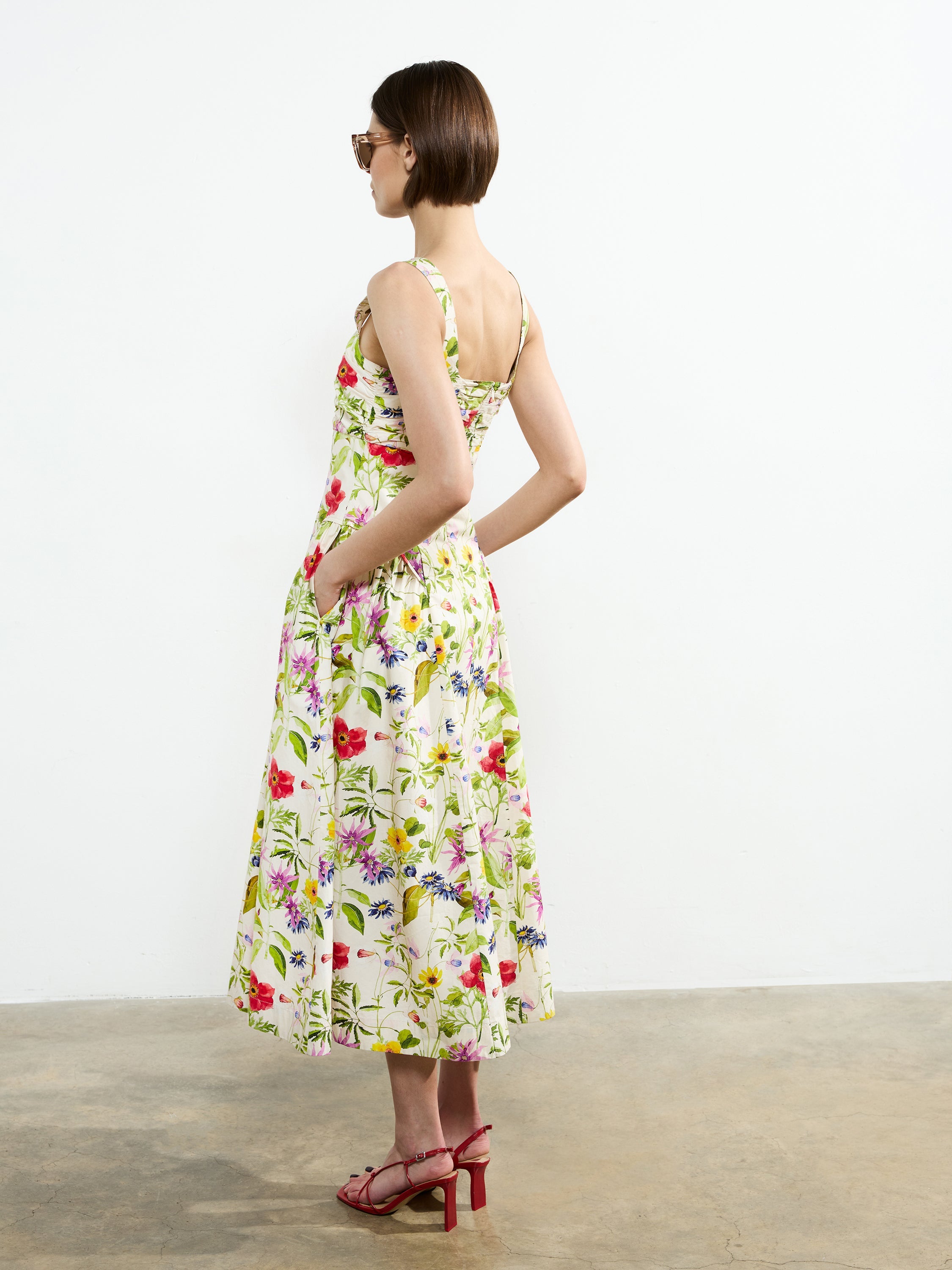 Monica Barletta Floral Midi Dress