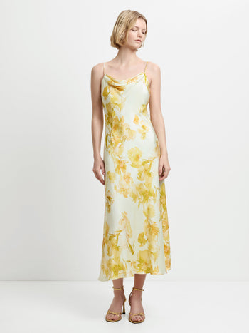 Oona Satin Sophie Fleur Cowl Neck Dress
