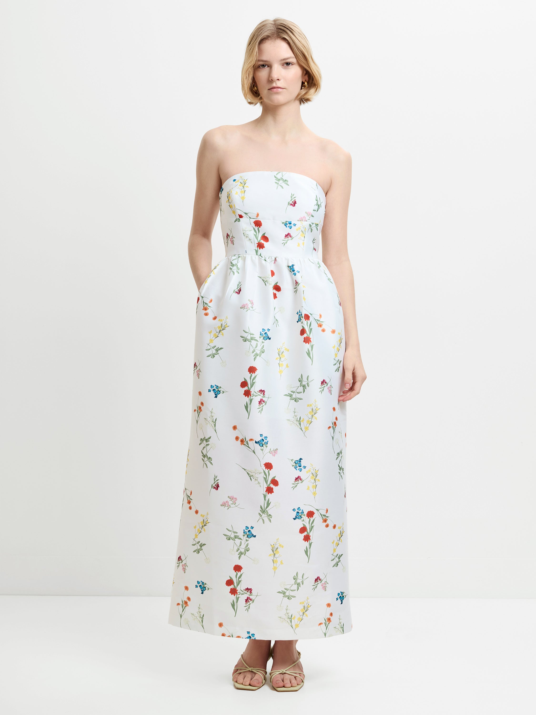 Structured Taffeta Christine Floral Bandeau Maxi Dress