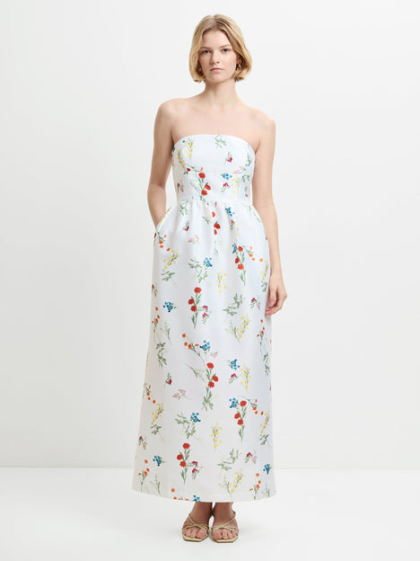Structured Taffeta Christine Floral Bandeau Maxi Dress