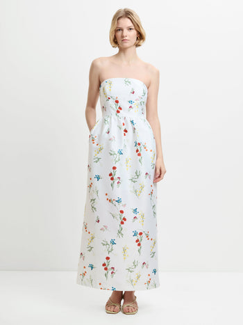 Structured Taffeta Christine Fleur Bandeau Maxi Dress