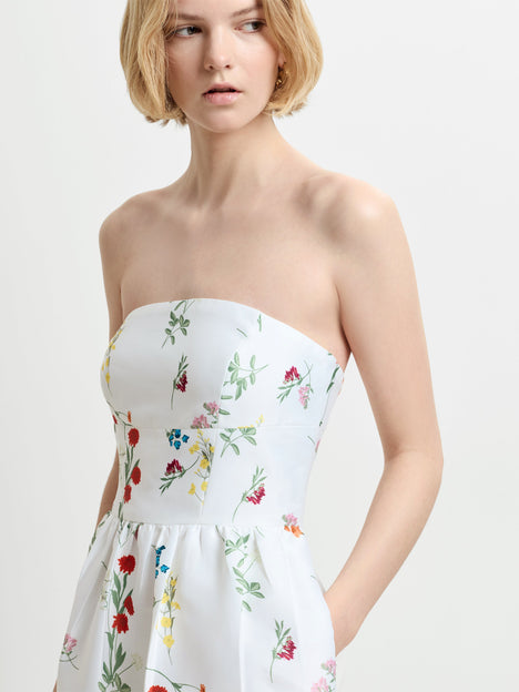 Structured Taffeta Christine Floral Bandeau Maxi Dress