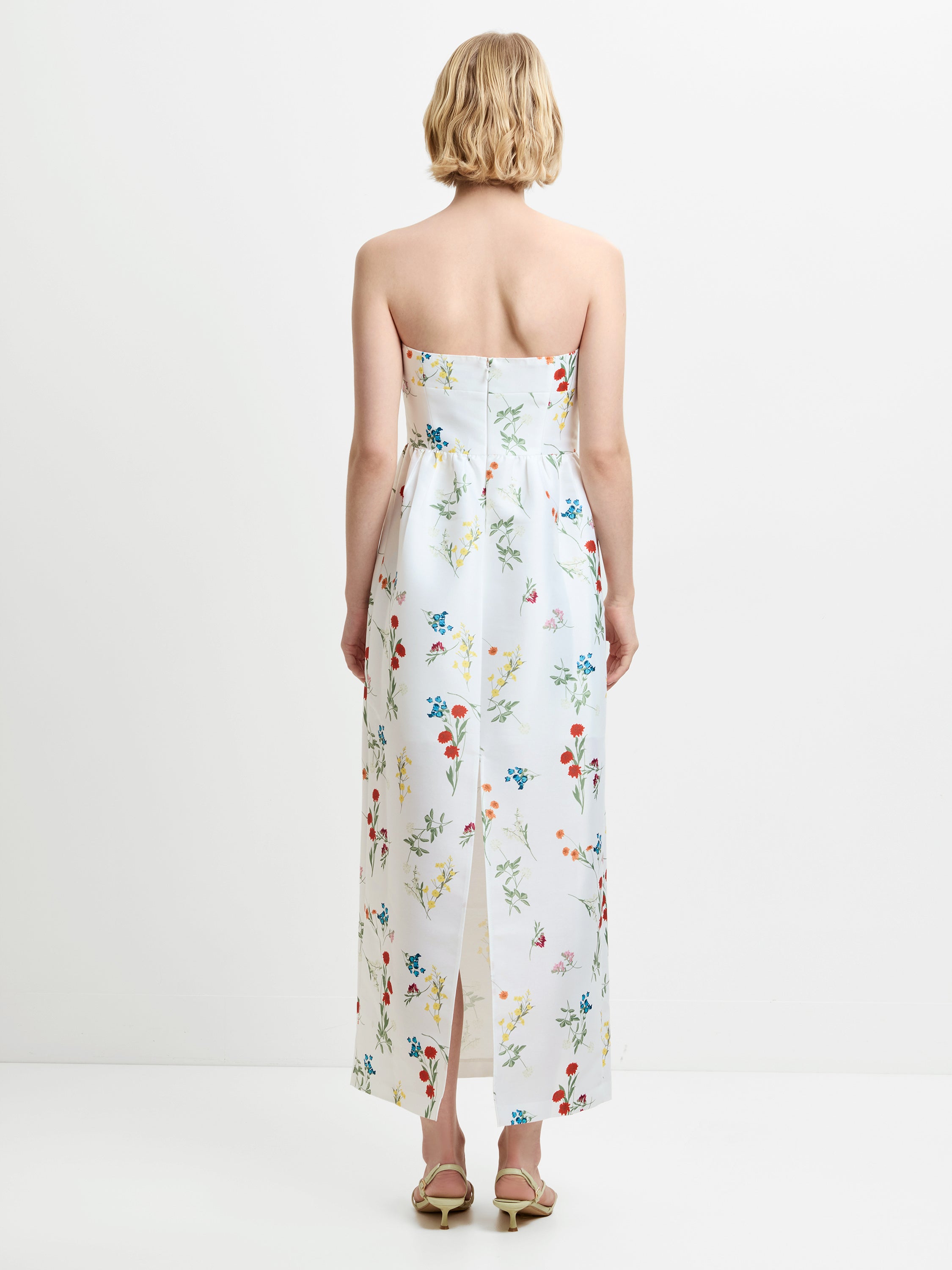 Structured Taffeta Christine Floral Bandeau Maxi Dress