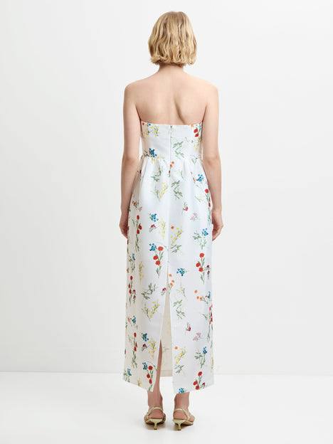 Structured Taffeta Christine Floral Bandeau Maxi Dress