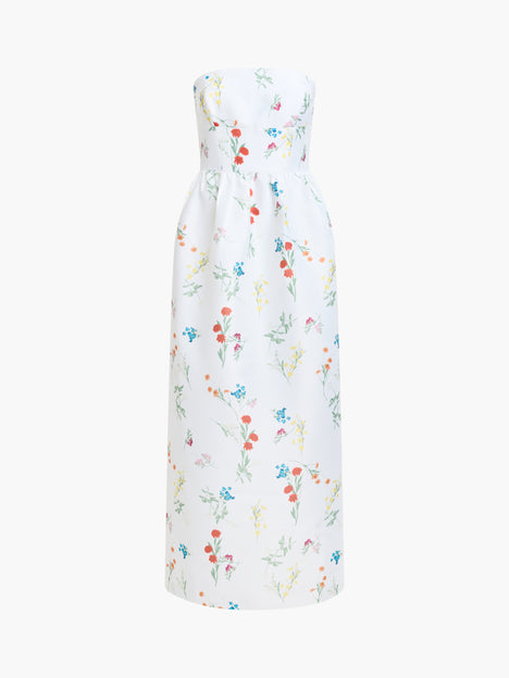 Structured Taffeta Christine Floral Bandeau Maxi Dress