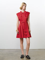 Alexis Cotton Belted Red Mini Shirt Dress