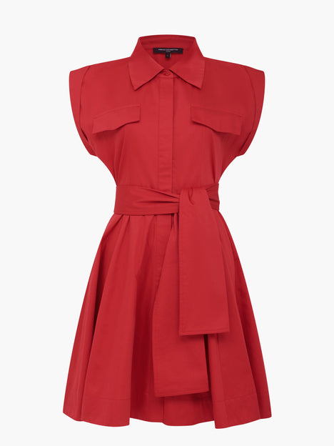 Alexis Cotton Belted Red Mini Shirt Dress