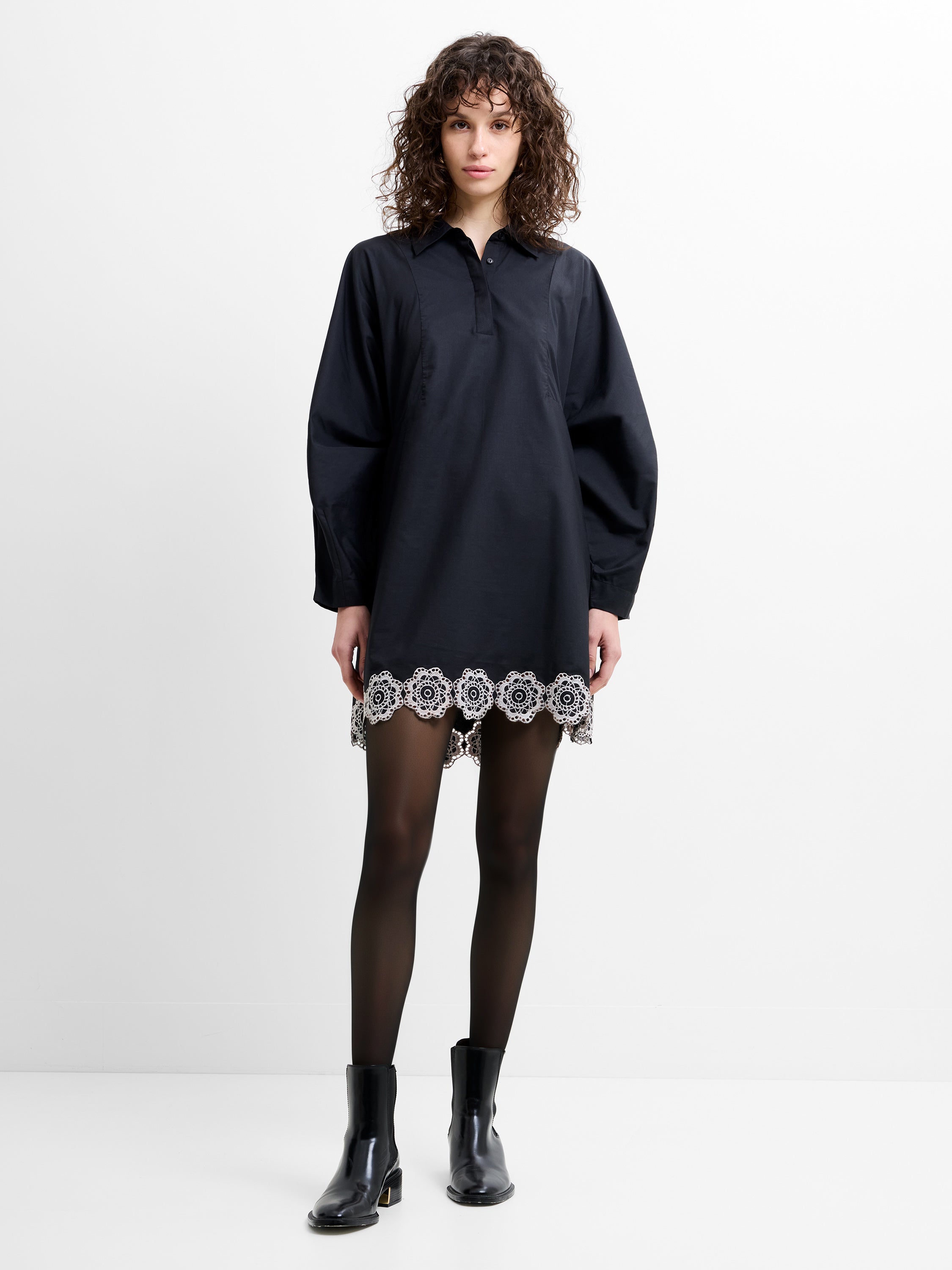 Era Poplin  Broderie Hem Mini Dress