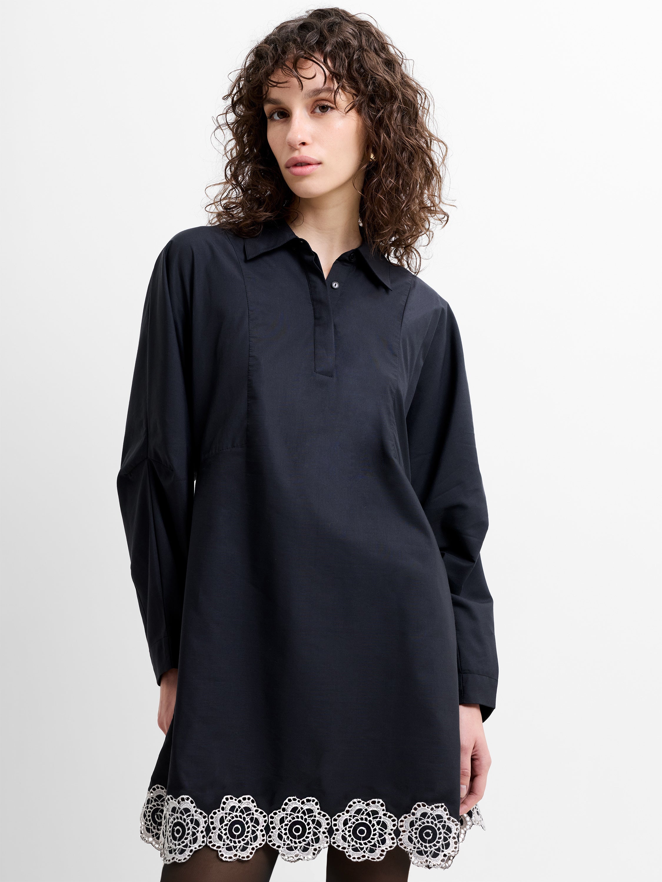 Era Poplin  Broderie Hem Mini Dress