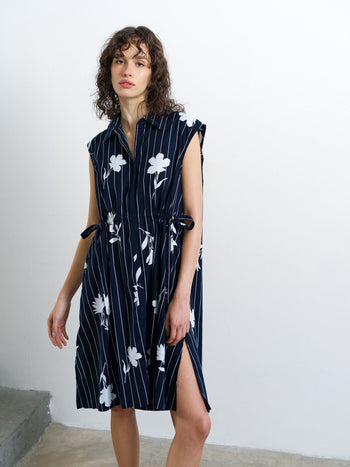 french connection floral shirt dress Bonnie Satin Abstract Yellow Midi Shirt Dress White Yellow Multi