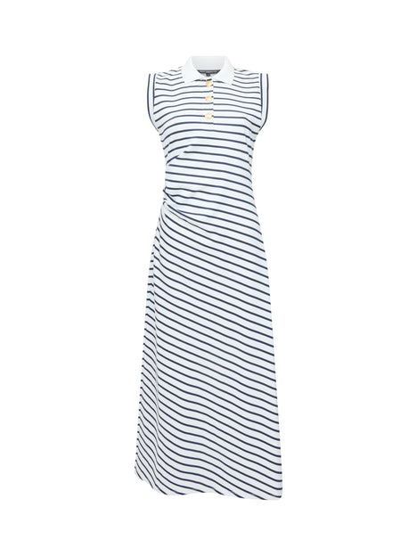Tommy Monochrome Striped Sleeveless Polo Midi Dress