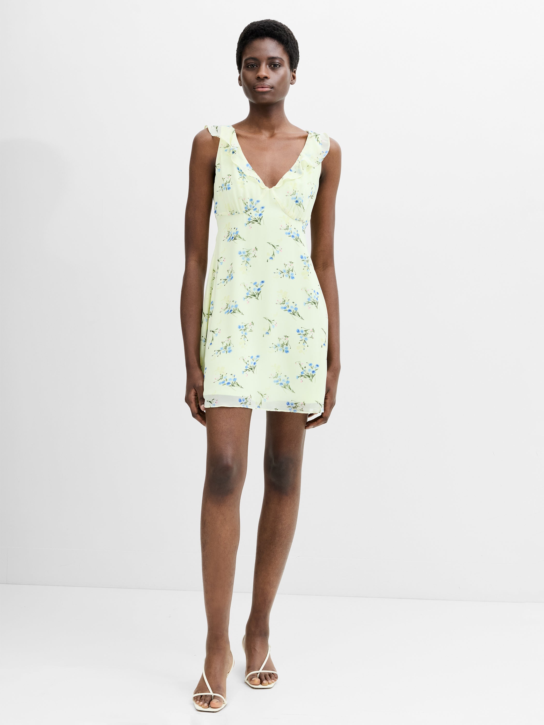 french connection green floral dress French Connection floral print tea dress in green