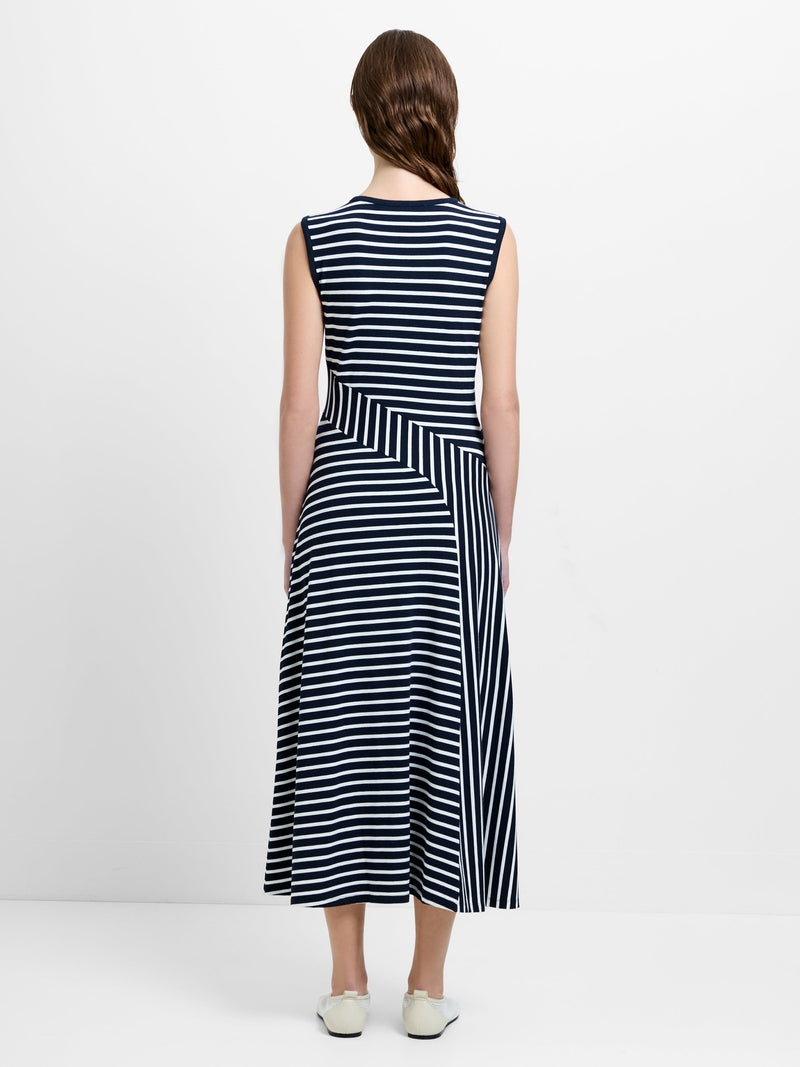 Kyra Jersey Striped Sleeveless Midi Dress
