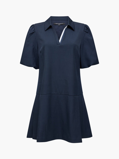 Salma Suiting Puff Sleeve Pleated Mini Dress