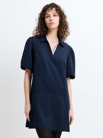 Salma Suiting Puff Sleeve Pleated Mini Dress