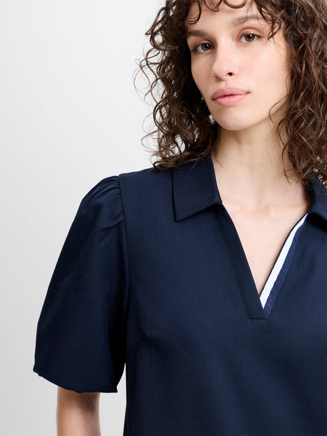 Salma Suiting Puff Sleeve Pleated Mini Dress