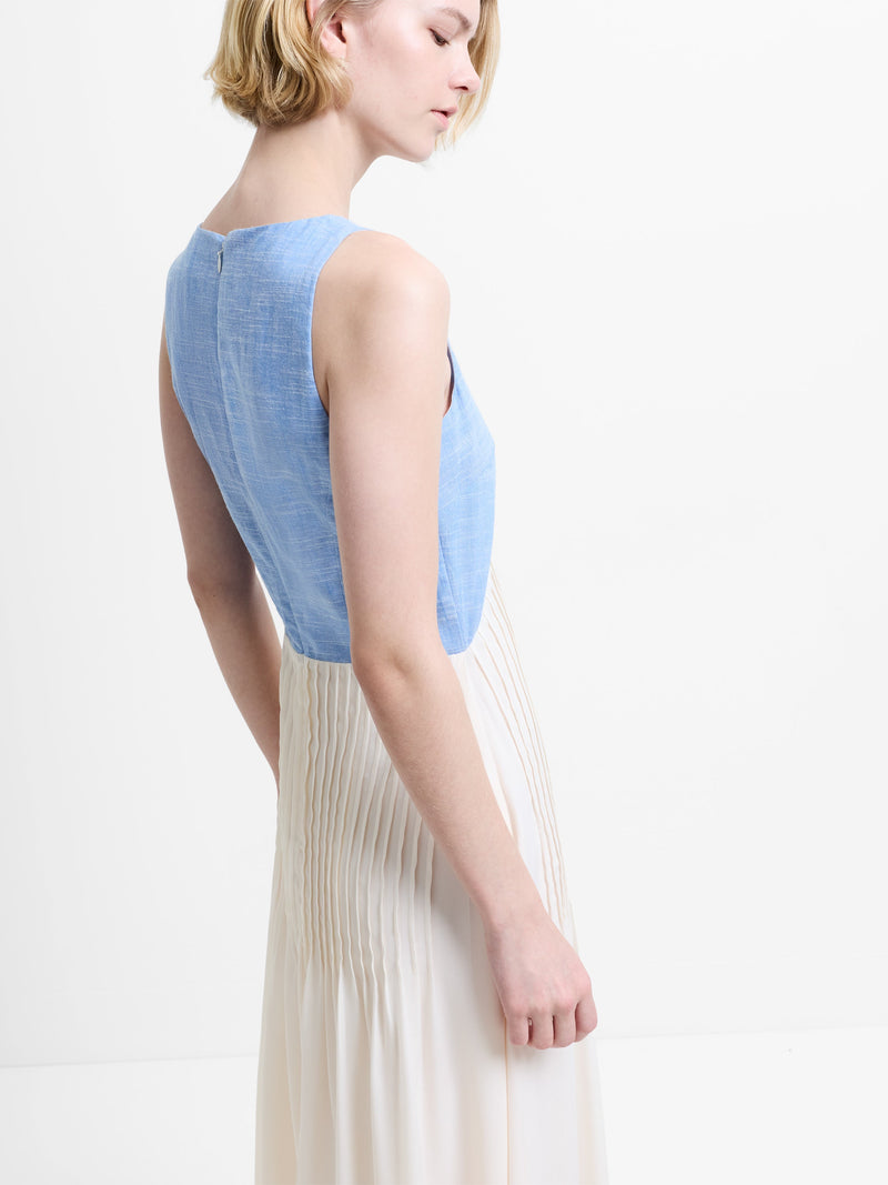 Colby Chambray Pleat Mix Dress