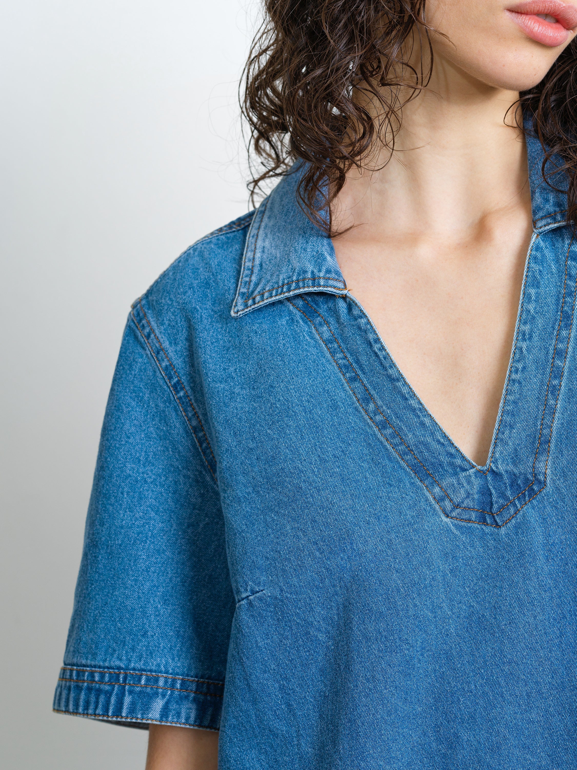 Archie Denim Patch Pocket Mini Dress