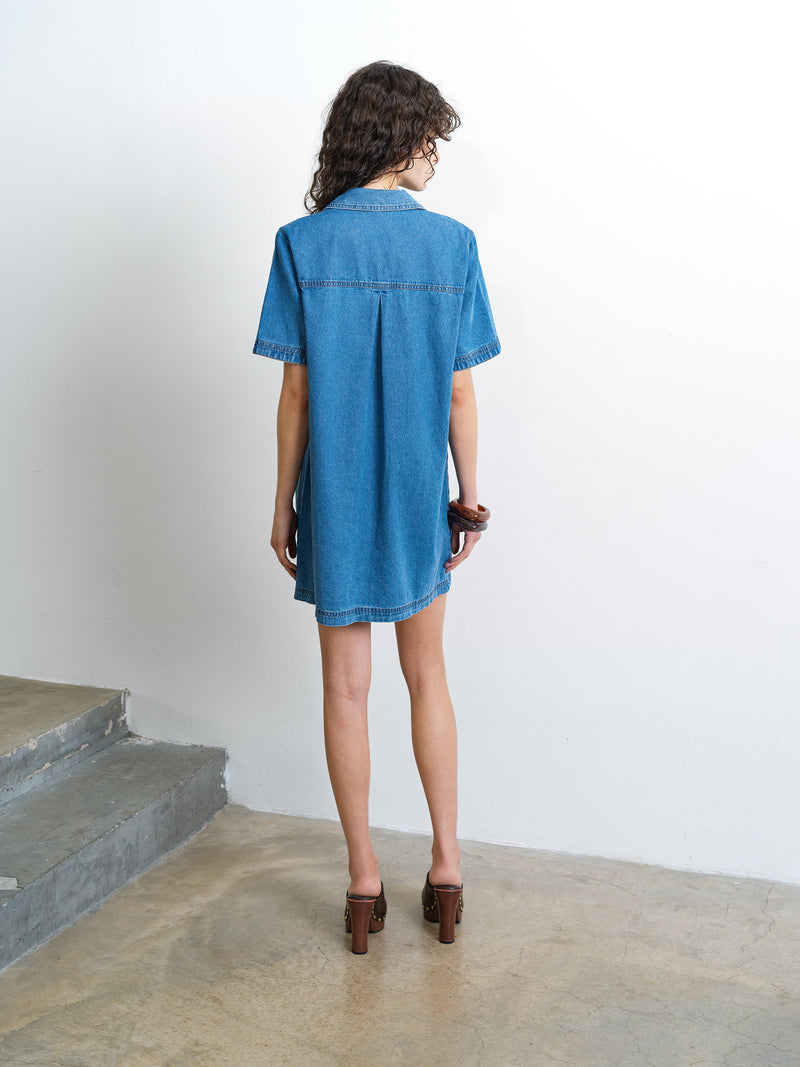 Archie Denim Patch Pocket Mini Dress