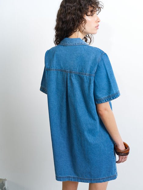 Archie Denim Patch Pocket Mini Dress