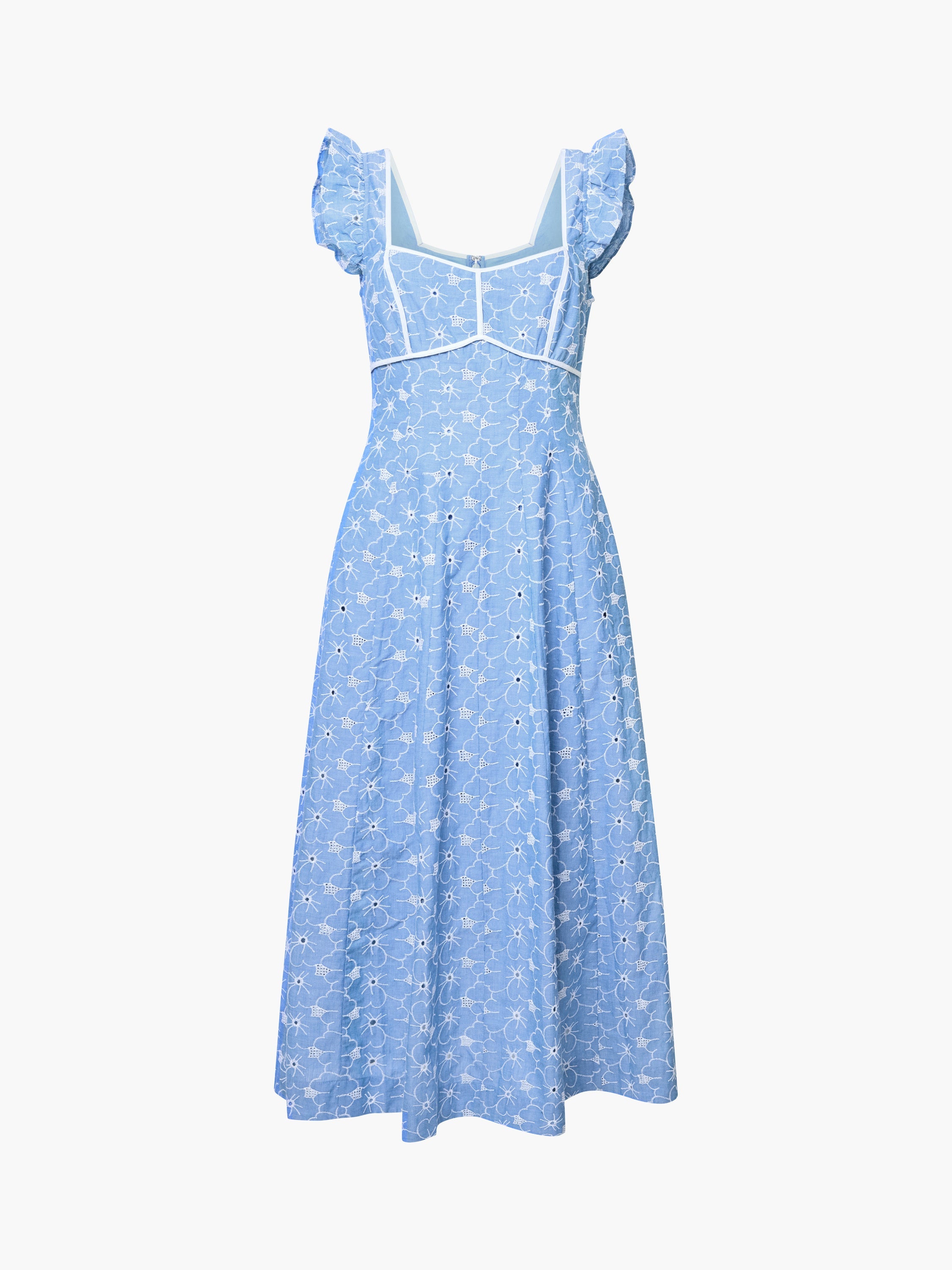 Tamara Floral Broderie Blue Midi Dress