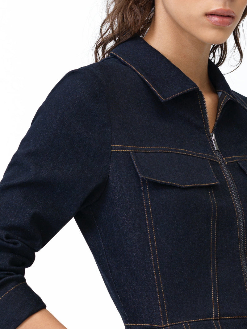 Yami Raw Wash Denim Zip Through Dress