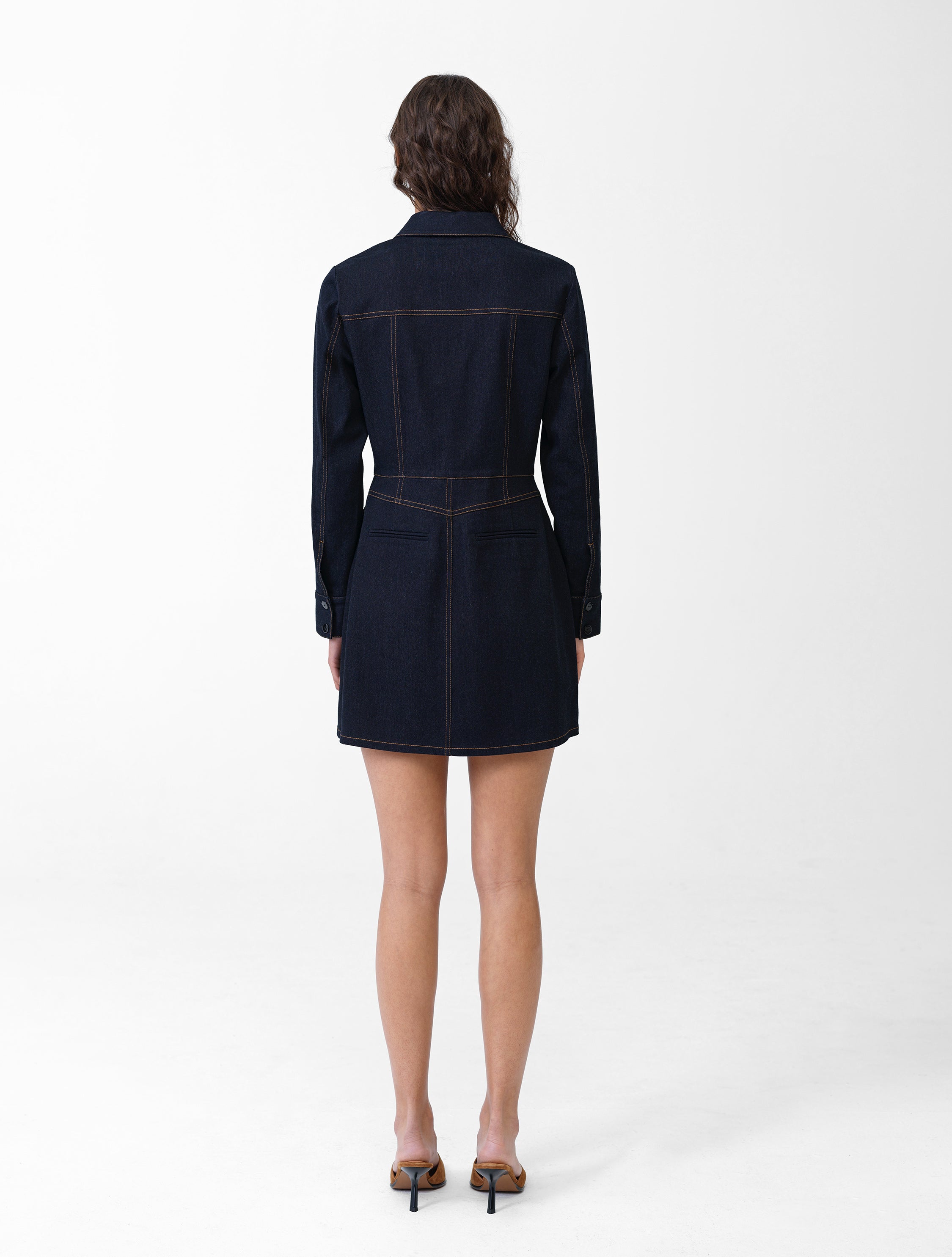 Yami Raw Wash Denim Zip Through Dress