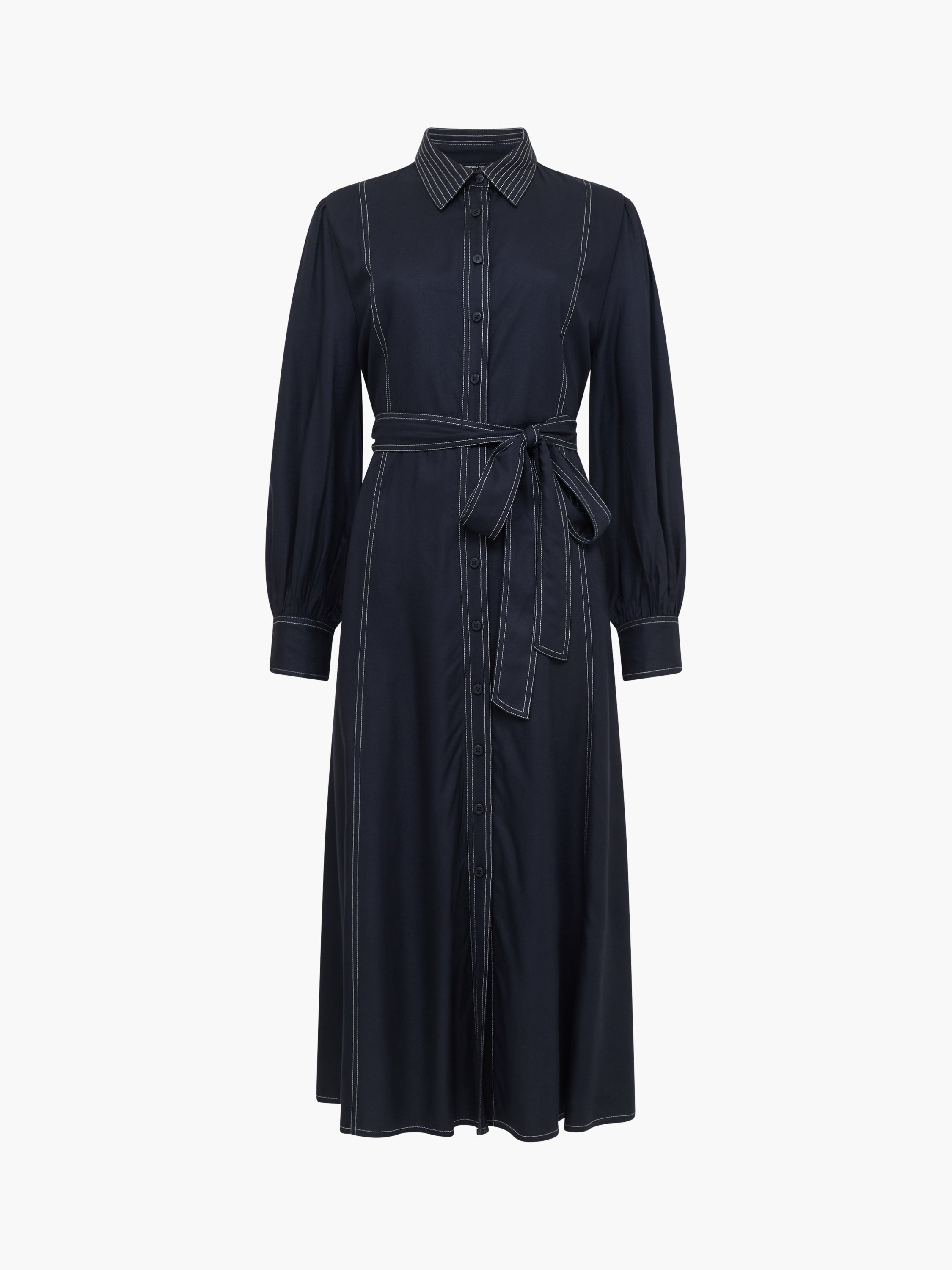 Rochelle Viscose Twill Contrast Stitching Shirt Dress