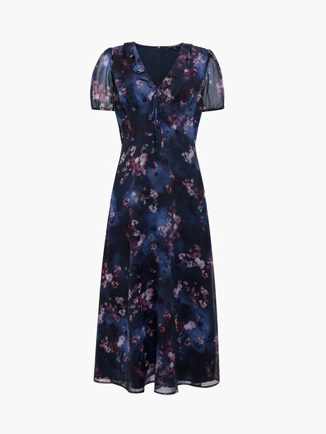 Clara Emina Puff Sleeve Midi Smock Dress