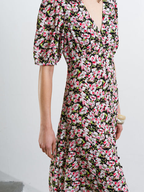 Molly Lizzie Eco Puff Sleeve Tea Dress