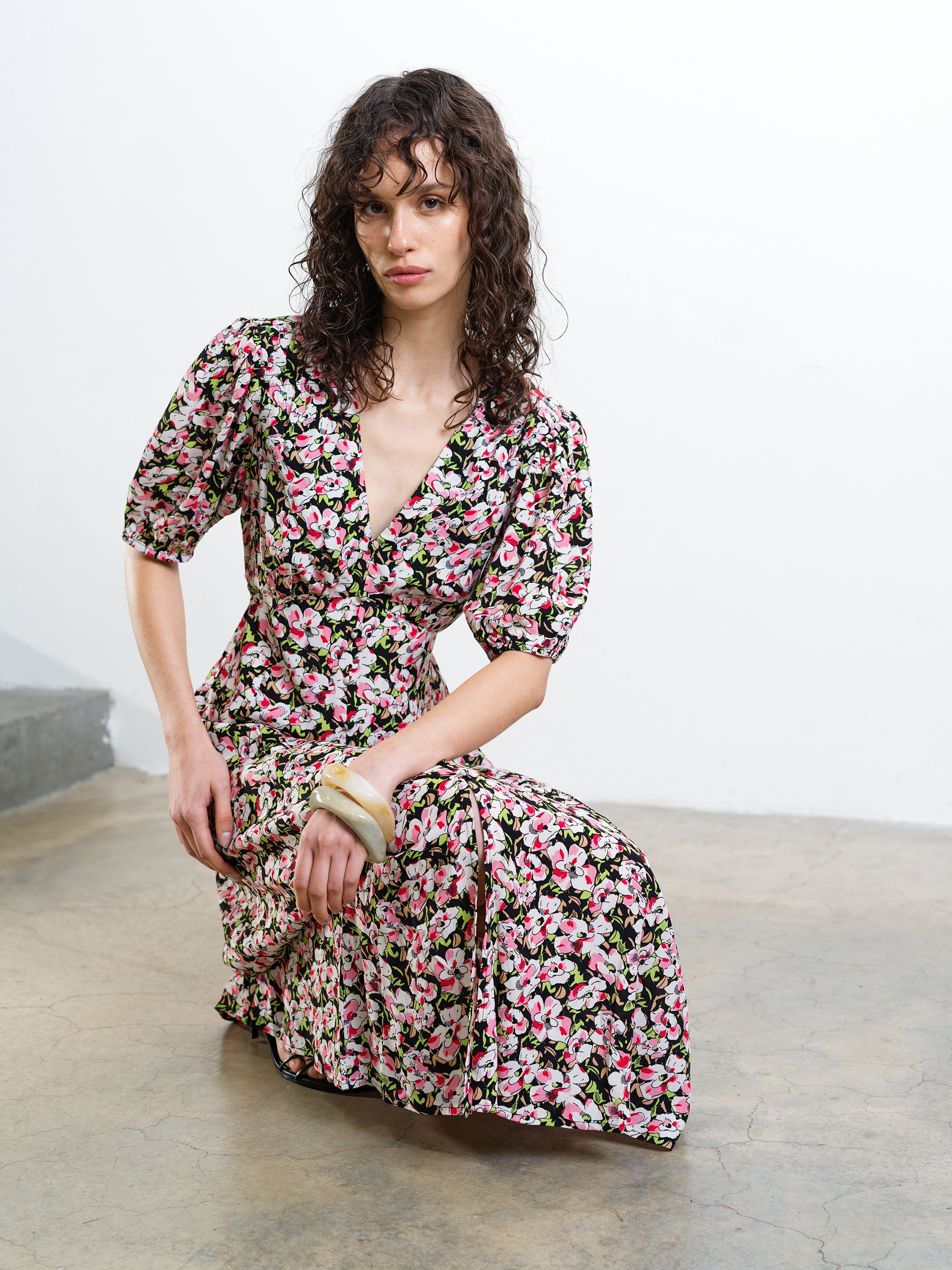 Molly Lizzie Eco Puff Sleeve Tea Dress