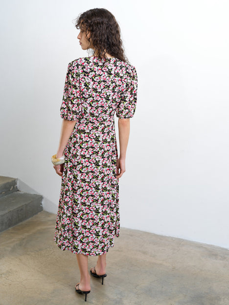 Molly Lizzie Eco Puff Sleeve Tea Dress