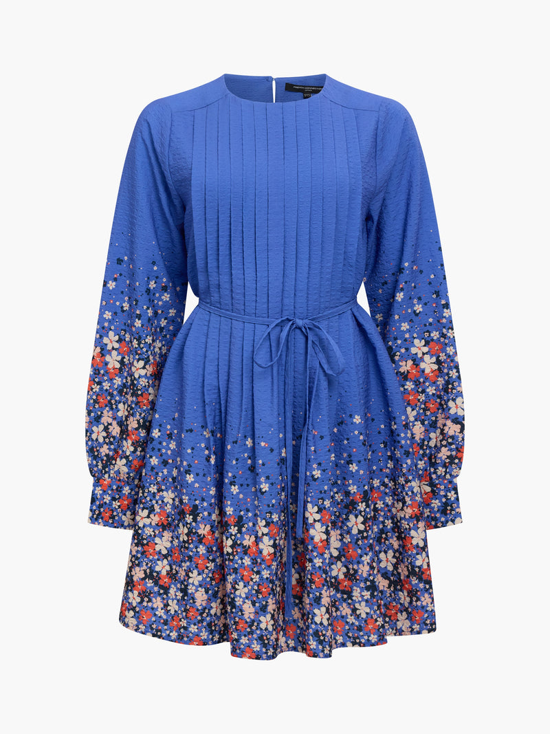 Lucy Milani Pintuck Belted Smock Dress