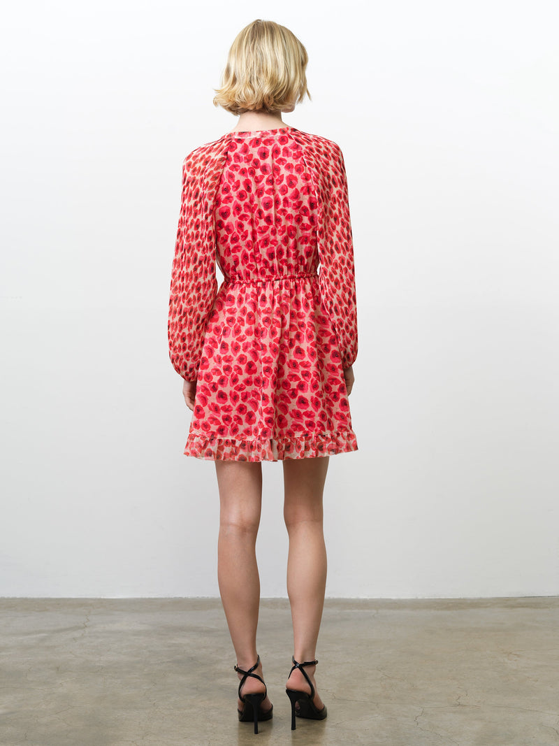 Poppy Emina Pleated Puff Sleeve Mini Dress