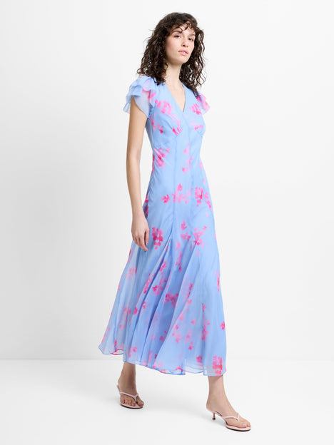 Myla Chiffon Open Back Floral Tea Dress