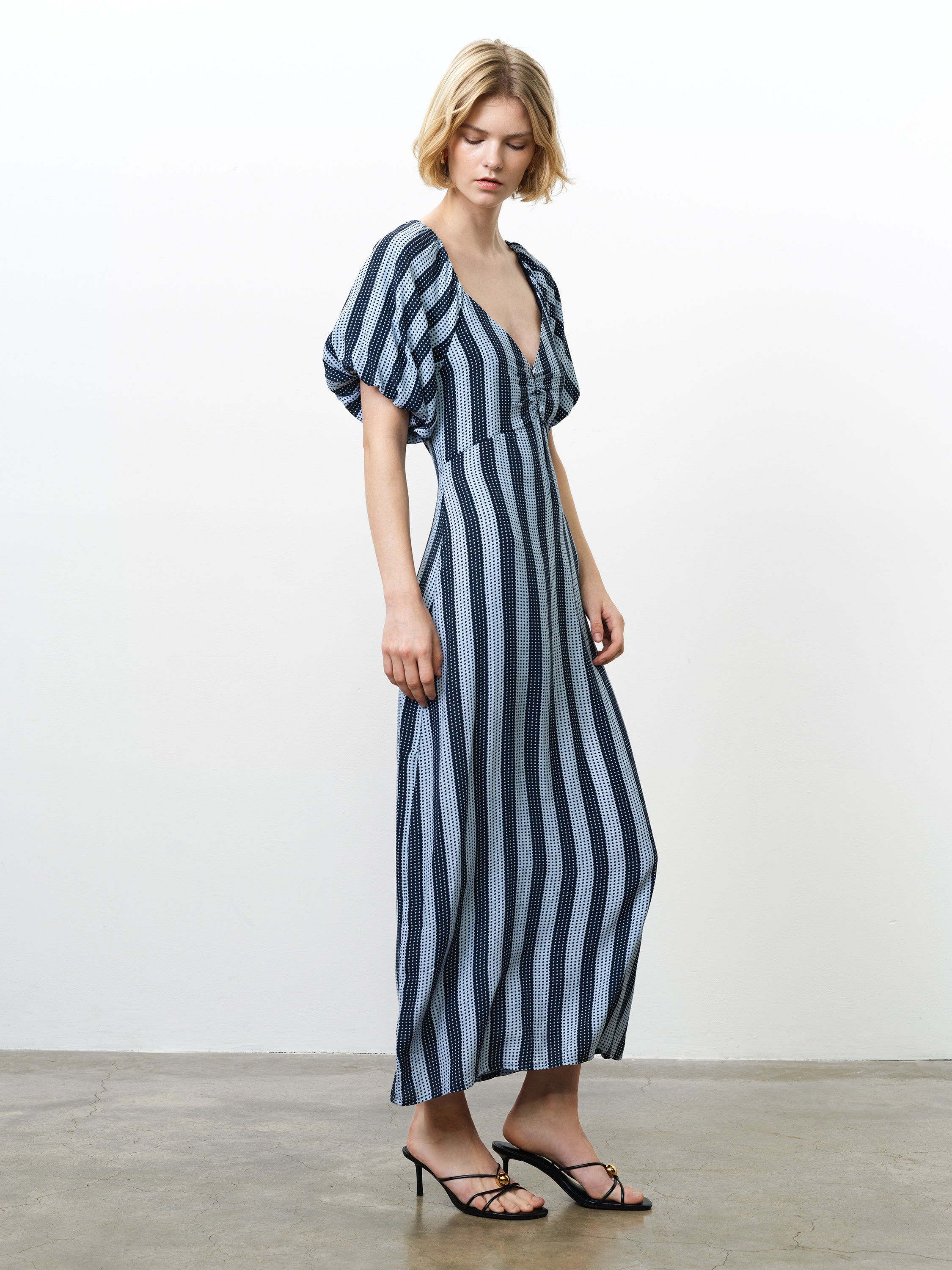 Fran Eco Lizzie Puff Sleeve Midi Dress