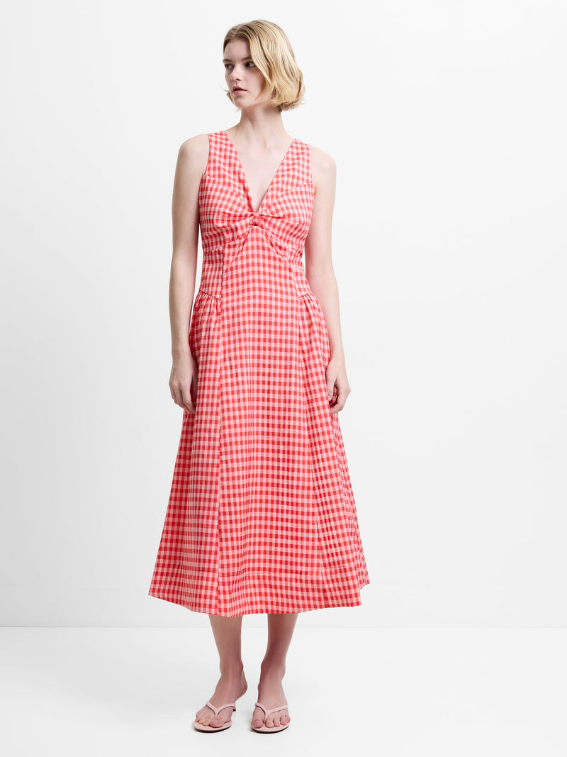 Sheila Voluminous Gingham Midi Dress